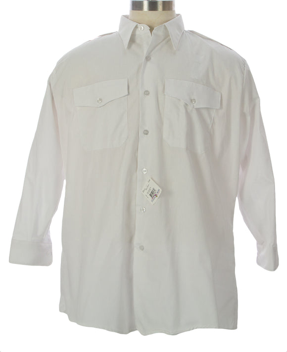 ( DISCONTINUED ) Flying Cross Long Sleeve Poly Blend Command Uniform Shirt - White - 24W5100