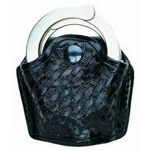 Aker Leather A606-BW Open Top Hinged Handcuff Case - Basketweave